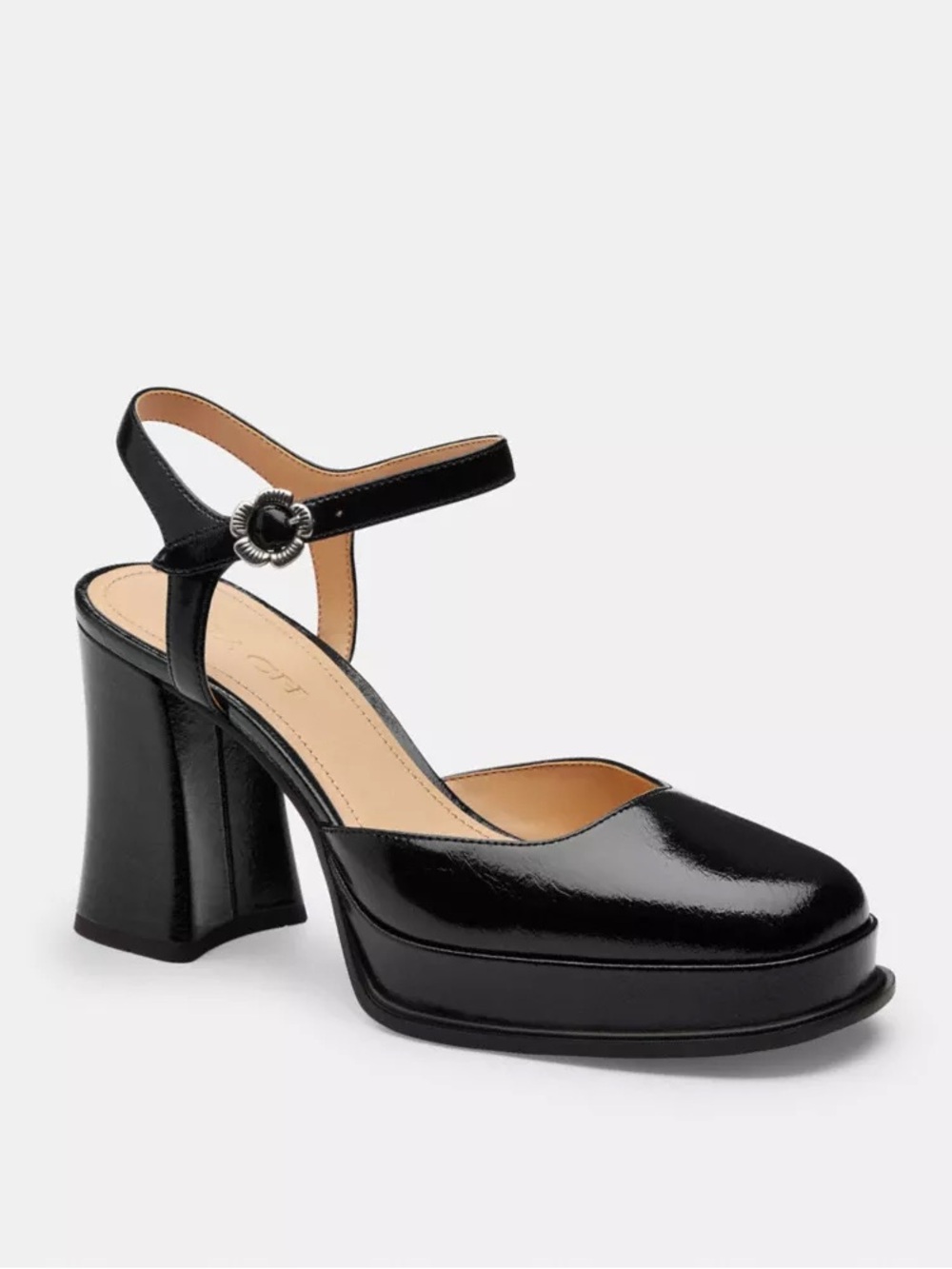 Coach Tea Rose Pump in Patent Black size 5.5